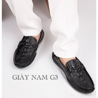 Giày lười nam da bò vân cá sấu có đai TILANO