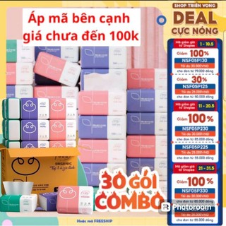 Thùng 30 gói 300 tờ Giấy Ăn Gấu Trúc Ogranic cao cấp không mùi mềm