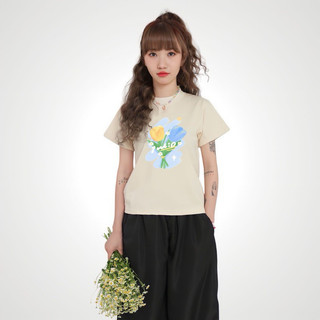 Áo thun gân form Ôm babytee in hình hoa Tulip nhiều màu ba3571