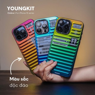 Ốp lưng đổi màu Gradient theo ánh sáng YOUNGKIT trang bị đệm khí chống sốc iPhone 15 Pro Max 15 Pro 14 Pro Max
