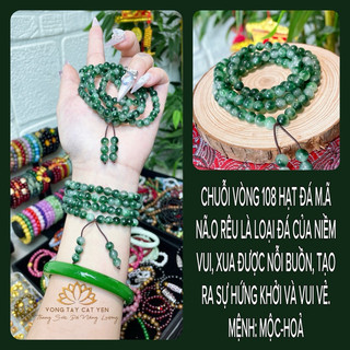 Chuỗi vòng tay 108 hạt đá m.ã nã.o rêu 6ly