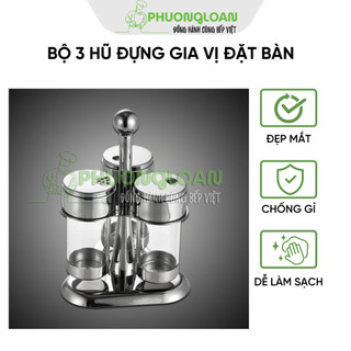 Bộ 3 hũ đựng gia vị đặt bàn hy161
