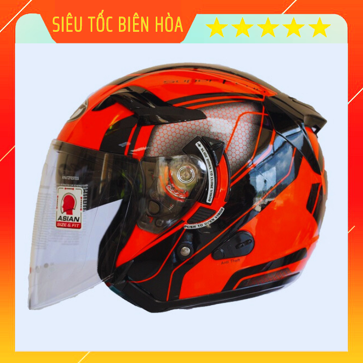 Nón 3/4 KYT Super Red Chính Hãng Tặng Kèm Khăn Ninja Và Tem KYT