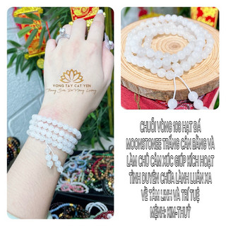 Chuỗi 108 hạt đá mặ.t tră.ng vòng tay 108 hạt đá trắng 6ly