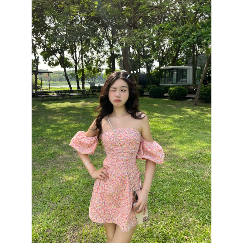 Dahlia | Fleur Dress | Đầm ống ngắn tay bồng trễ vai