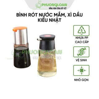Bình thủy tinh rót nước mắm, xì dầu, dầu ăn, nước tương kiểu nhật cho gia đình, quán ăn tiện dụng 110ml và 180ml