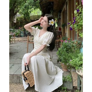 [Bigsize 55-100kg] Váy maxi tay bồng nhún eo