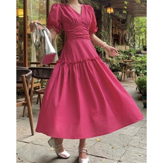 [Bigsize 55-100kg] Váy maxi tay bồng nhún eo