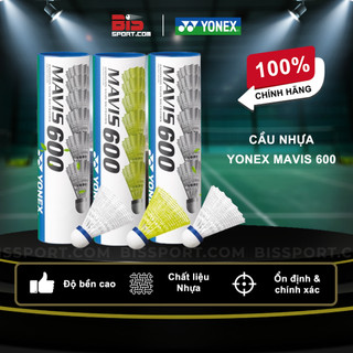 Quả cầu lông nhựa yonex mavis 600 chính hãng - 1 ống 6 trái - siêu bền, cầu nhựa cao cấp nhất của yonex - giống cầu lông