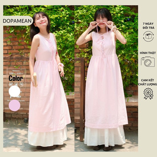 Đầm form rộng cột nơ phối ren Rubi