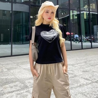 Áo thun form ôm babytee In Trái Tim chất thun gân co giãn ba3491