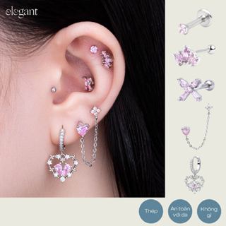 Set khuyên tai đá hồng lấp lánh 05 Elegant (Giá 1 chiếc)