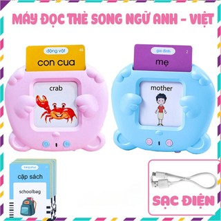 Máy đọc thẻ song ngữ Anh Việt cho bé - Máy đọc thẻ Flashcard 224 từ vựng sạc điện tiện dụng giúp bé phát triển ngôn ngữ