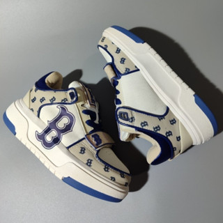 Giày Thể Thao Sneaker MLB Nam Nữ Quai Dán Chữ NY Màu Đen Basic Chunky NY Cao Cổ Quai Dán Đen Trắng Full Boxx N86