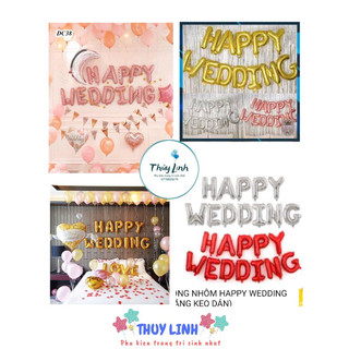 Bóng chữ happy wedding trang trí ngày cưới