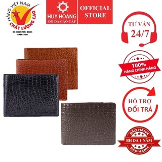 Ví nam huy hoàng da bò vân cá sấu nhỏ màu da, đen, nâu, nâu đậm hp2110-11-12-52