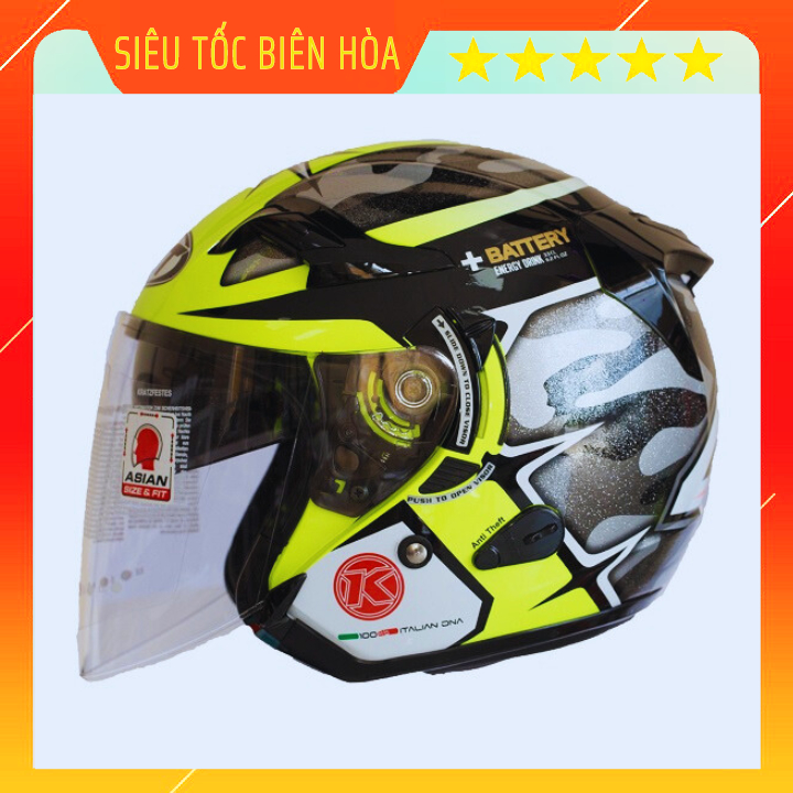 Nón 3/4 KYT 41 Xanh Chính Hãng Tặng Khăn Ninja Và Tem KYT