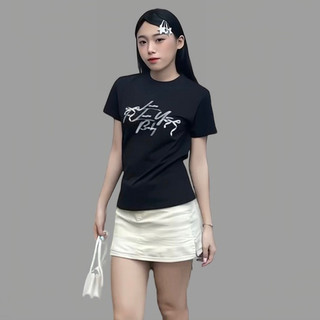 Áo thun form ôm babytee love to love you chất thun gân co giãn màu đen ba3481