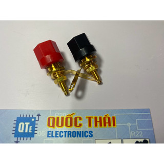 Cọc loa vặn đơn đỏ đen xi mạ 301