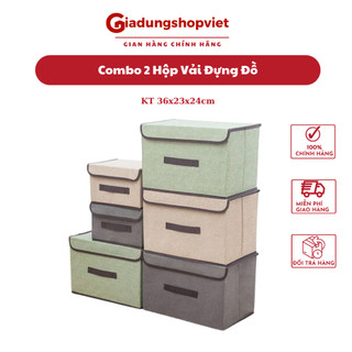 Combo 2 hộp vải đựng đồ- thùng đựng đồ - đựng quần áo, KT 36x23x24cm - màu sắc ngẫu nhiên