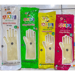 Găng tay cao su nếp nhăn, Combi cầu vồng Size S,M,L