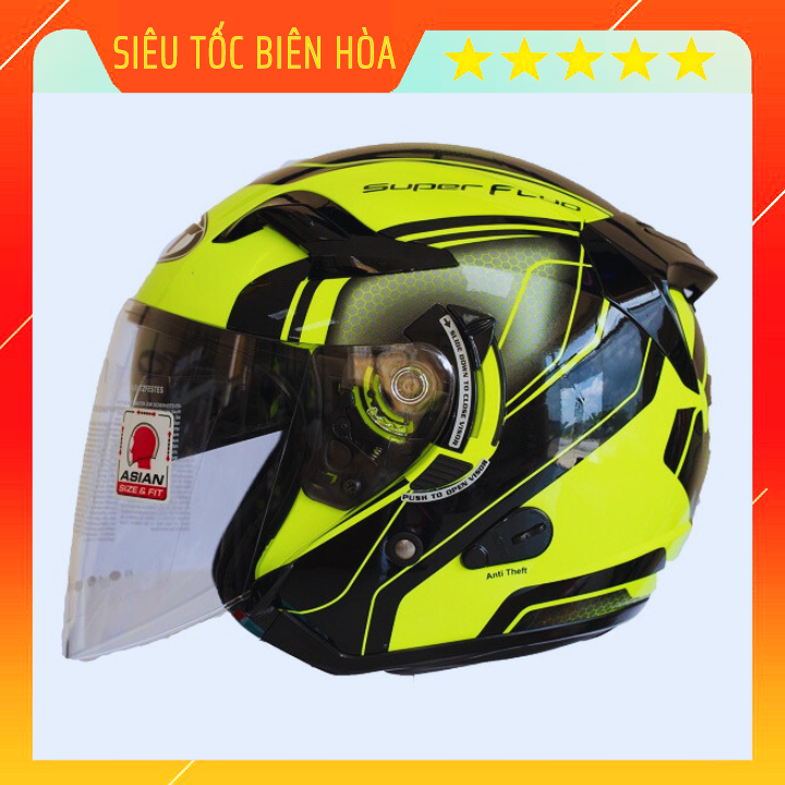 Nón 3/4 KYT Venom Super Fluo Chính Hãng Tặng Kèm Khăn Ninja Và Tem KYT