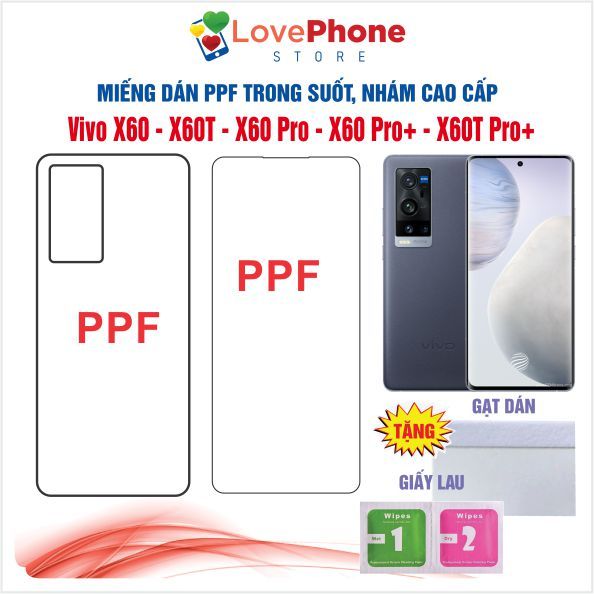 Dán PPF Vivo X60 - X60T - X60 Pro - X60 Pro+ - X60T Pro+ bảo vệ màn hình chống vân tay tự phục hồi v