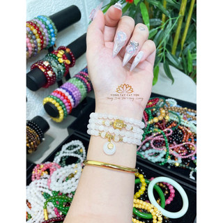Chuỗi vòng tay đá moonsto.ne mix charm lu thống đồng điếu