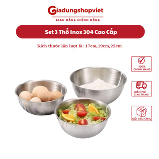 Set 3 thố inox 3 kích cỡ khác nhau- thau trộn inox