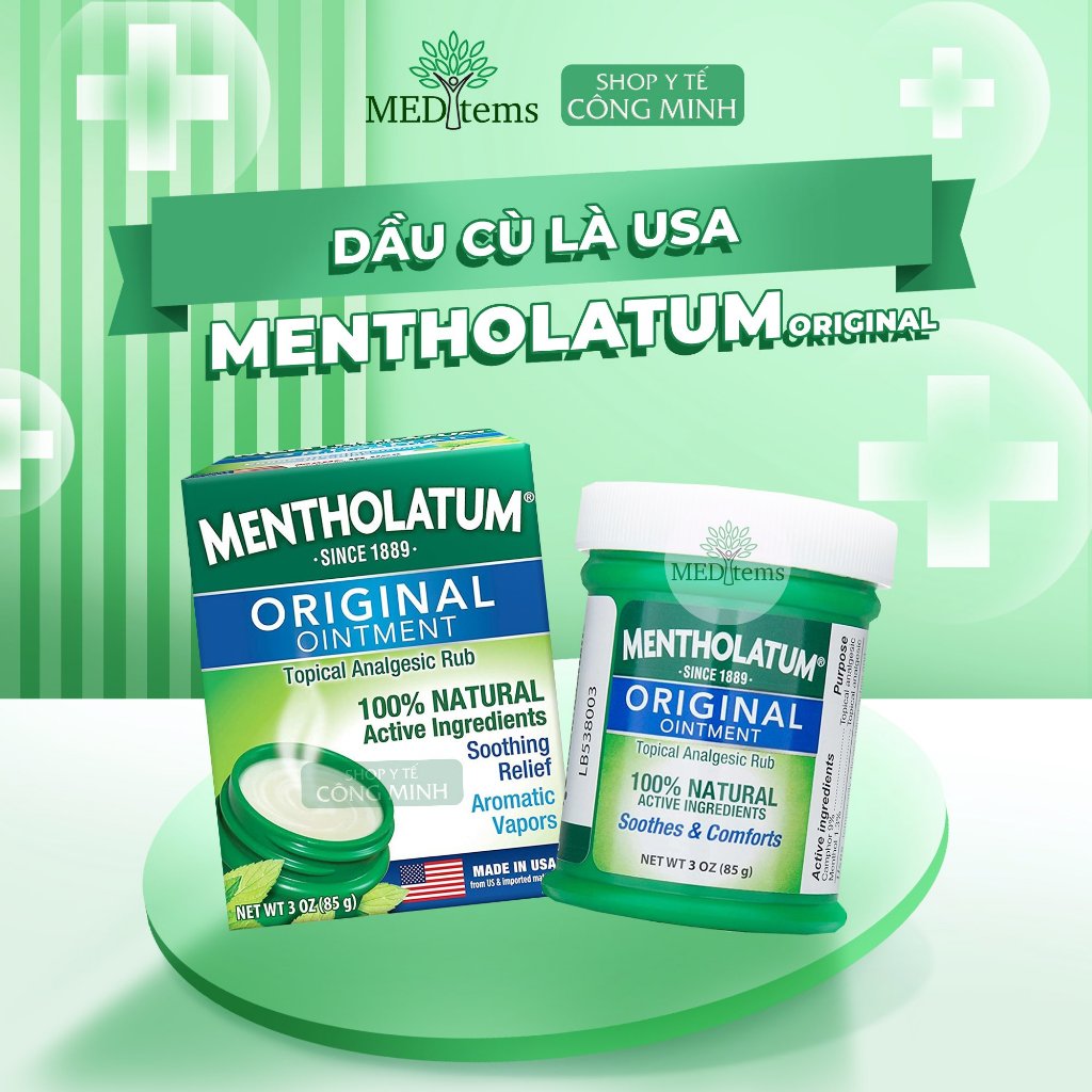 [Hàng Nhập - HỦ LỚN 85g] Dầu cù là Mentholatum Mỹ 85g
