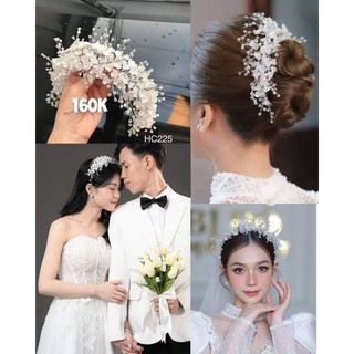 Cài tóc cô dâu xinh, bờm cài đá