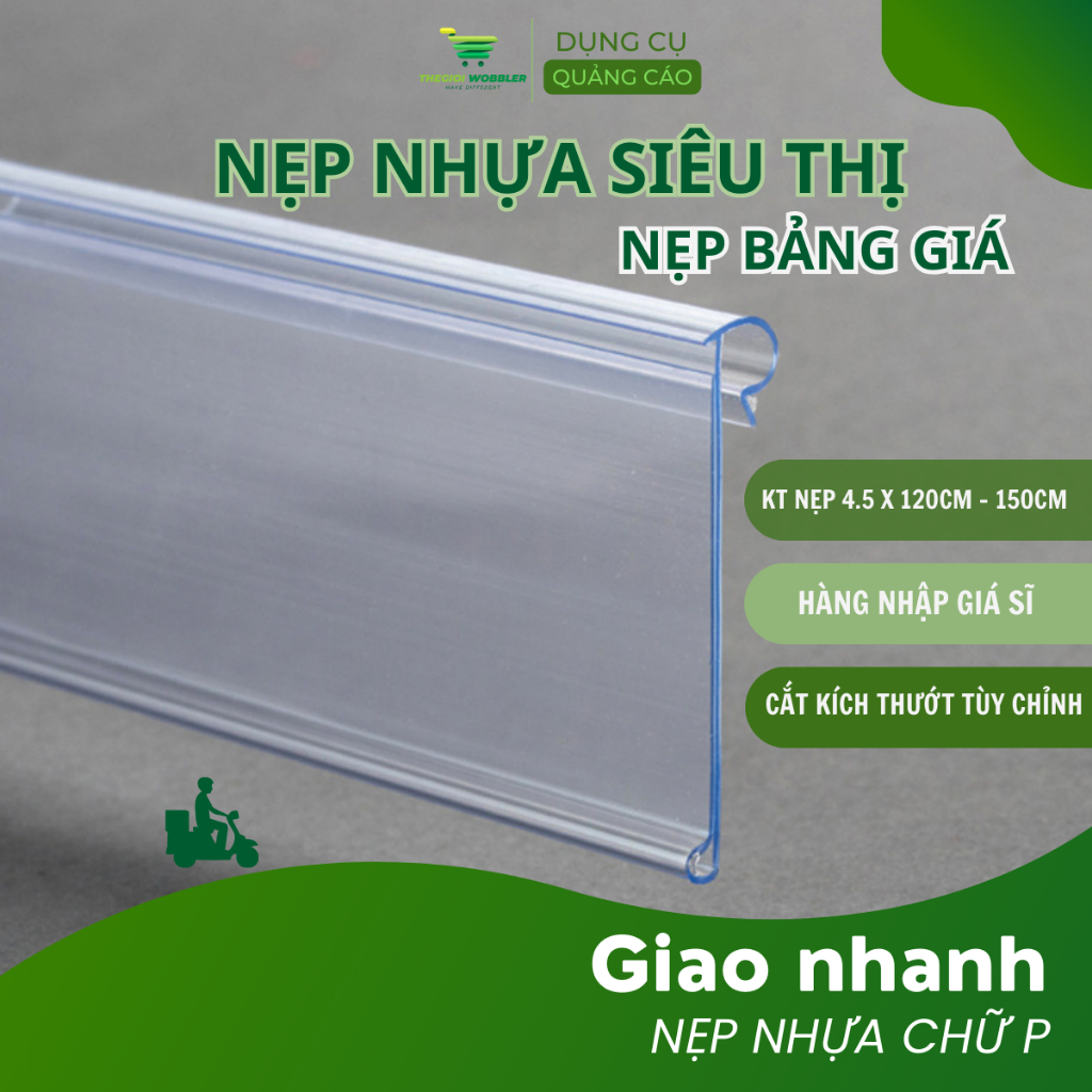 Nẹp nhựa siêu thị, set 05 thanh nẹp cài giá, kẹp giá siêu thị, Thegioi Wobbler, nẹp nhựa hiển thị, m