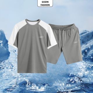 Bộ Quần Áo Nam GOZIN FASHION Cổ Tròn Tay Ngắn, Bộ Đồ Nam Mùa Hè Thiết Kế Phối Màu Thời Trang -JA 10