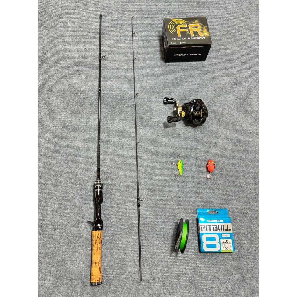 Combo Cần câu UL & Máy Ngang  FR200 Tặng kèm & nhái hơi Cá sắt & dây Pe x8