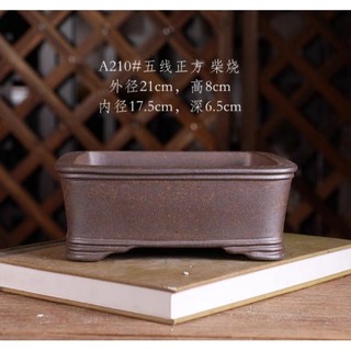 Chậu vuông kẻ men gỉ sắt - chậu bonsai mini - chậu Bonsai Trung Quốc