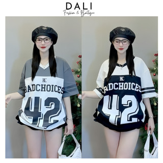Áo Thun Cổ Tim Số 42 Form Rộng Chất Liệu Cotton, Áo Đôi Nam Nữ Phong Cách Thể Thao