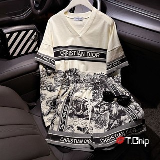 Sét bộ cotton cổ tim hoạ tiết