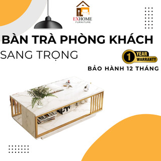 Bàn trà mặt gỗ vân đá cẩm thạch- bàn trà cao cấp, bàn sofa hiện đại
