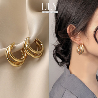 Bông Tai Nữ Dáng Khuyên Tròn Sành Điệu Mạ Bạc 925 LILY STORE V1.48