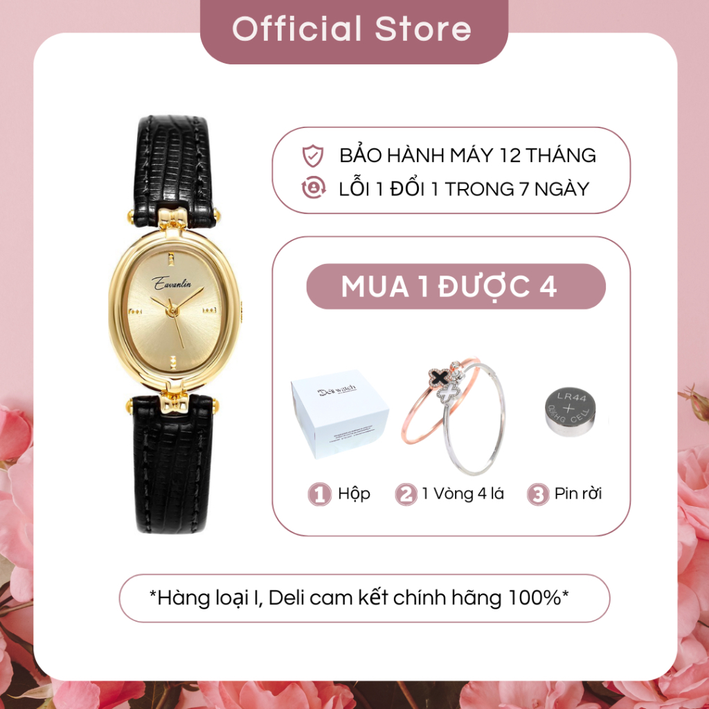 Đồng hồ Nữ Dây Da Cao Cấp Eavanlin Mặt Tròn Phong Cách Cổ Điển, Thanh Lịch - 3825