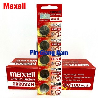 Pin CR2016 Maxell Lithium 3V vỉ 5 viên Hàng Chính Hãng Made in Japan