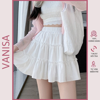 Chân váy xòe chất đũi xốp ullzang viền ren bồng bềnh có quần trong VANISA CV024
