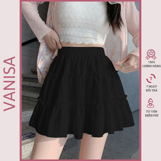 Chân váy xòe viền ren bồng bềnh chất đũi xốp có quần bảo hộ bên trong VANISA CV024