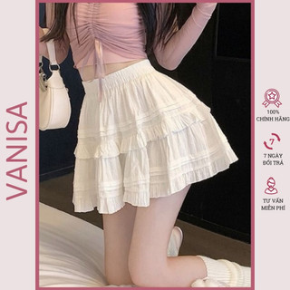 Chân váy xòe viền ren chất đũi xốp bồng bềnh có quần bảo hộ bên trong VANISA CV024