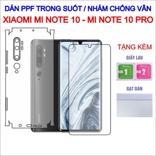 Dán ppf xiaomi mi note 10, mi note 10 pro full lưng viền, màn hình