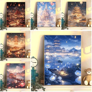 Tranh sơn dầu số hóa tranh tô màu theo số 30x40 tranh sơn dầu tranh số hoá