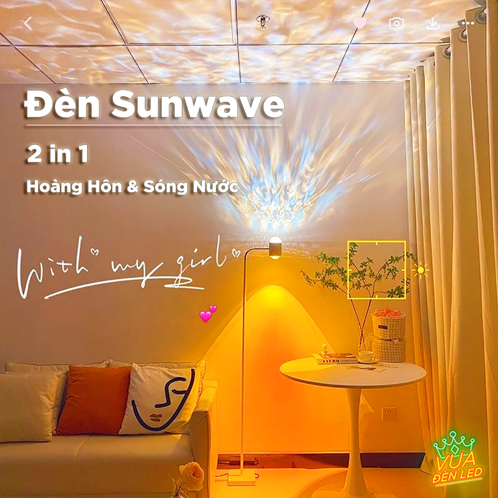  Đèn Sunwave Hoàng Hôn Sóng Nước 2in1 trang trí phòng ngủ phòng khách livestream chụp ảnh 