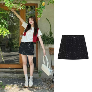 Chân váy KAKI HOA ĐEN có lót quần form A Trendy Skirt