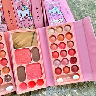 Bảng phấn mắt trang điểm dạng bóp sweet anylady peach kèm cọ