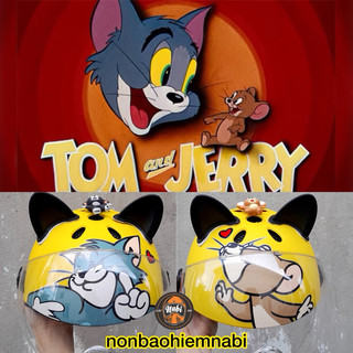 Mũ bảo hiểm dễ thương Tom & Jerry cho bé & người lớn - Phôm gọn nhẹ có thông hơi siêu mát